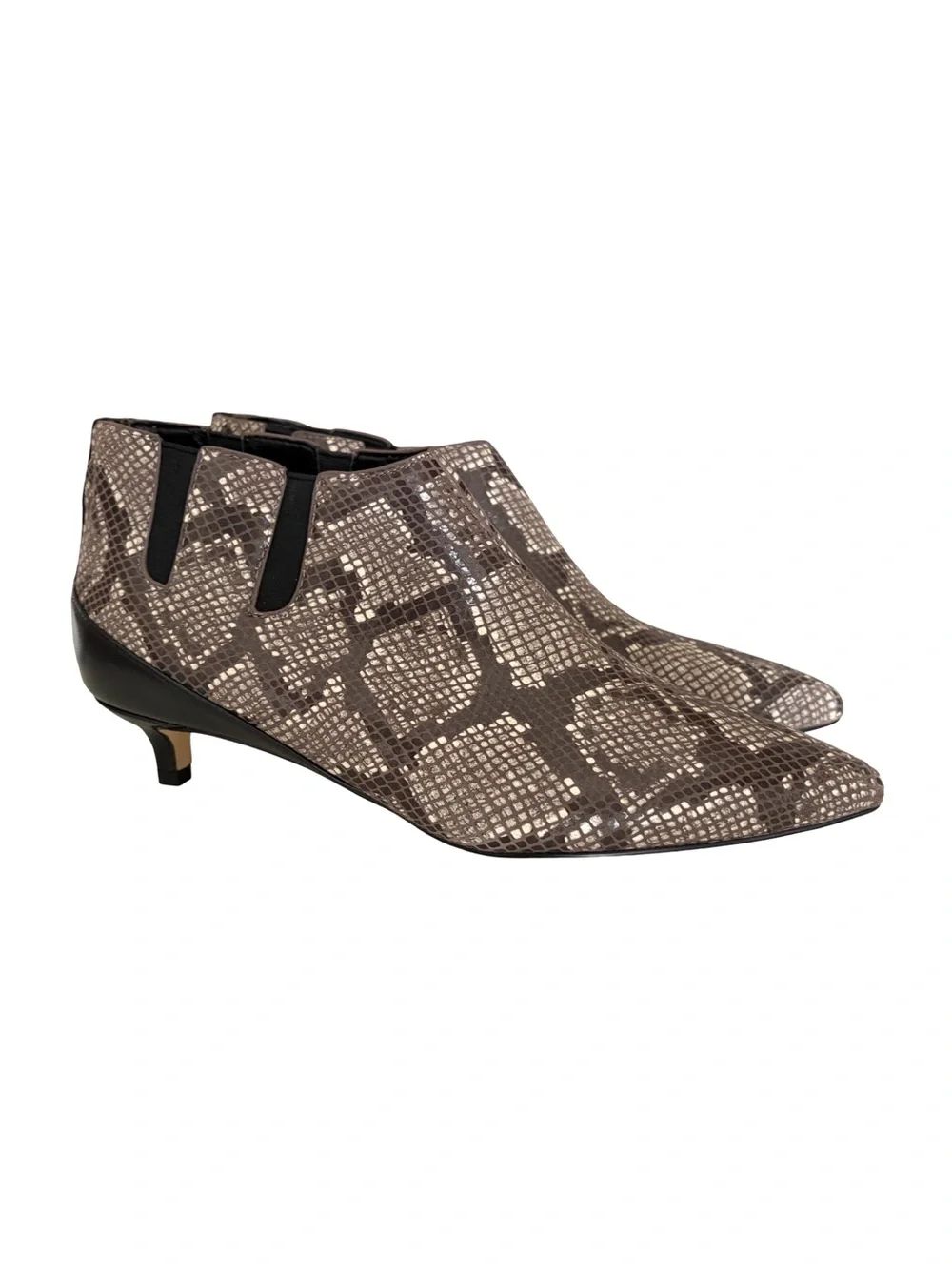 Donald Pliner Dazha Snakeskin Pointed Toe Kitten Heel Booties Size 8